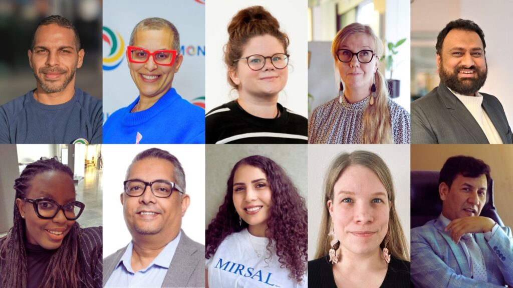 Monihelin hallituksen jäsenten profiilikuvat kollaasina.